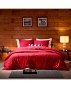 Parure housse de couette flanelle Laura bordeaux