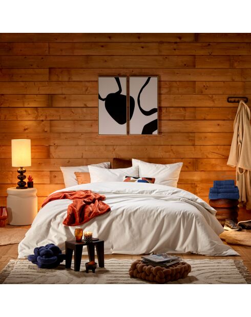 Witte flanellen dekbedovertrekset Laura