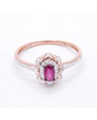 Bague Hasna Diamants 0.12 ct & Rubis 0.31 ct or rose