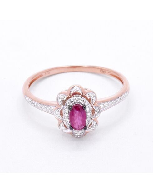 Bague Hasna Diamants 0.12 ct & Rubis 0.31 ct or rose