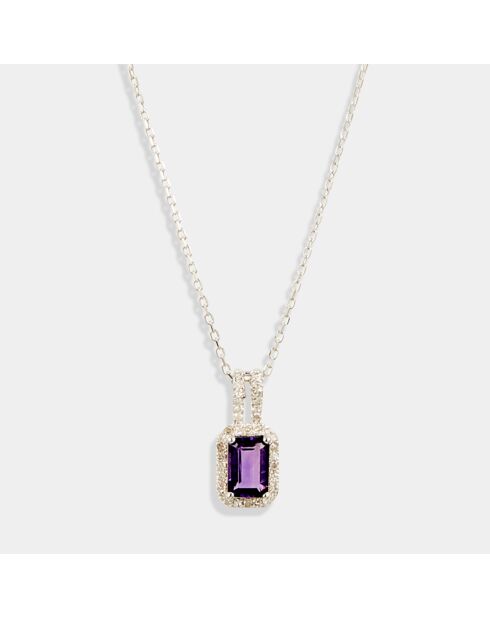 Collier Hawa Diamants 0.099 ct & Améthyste 0.70 ct or blanc