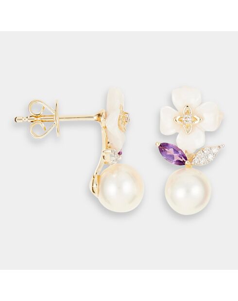 Boucles d'oreilles Livie Diamants 0.03 ct & mix pierres 4.81 ct or jaune