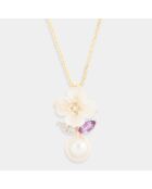 Chinesischer Diamantanhänger mit 0,04 Karat und gemischten Steinen aus 2,82 Karat Gelbgold