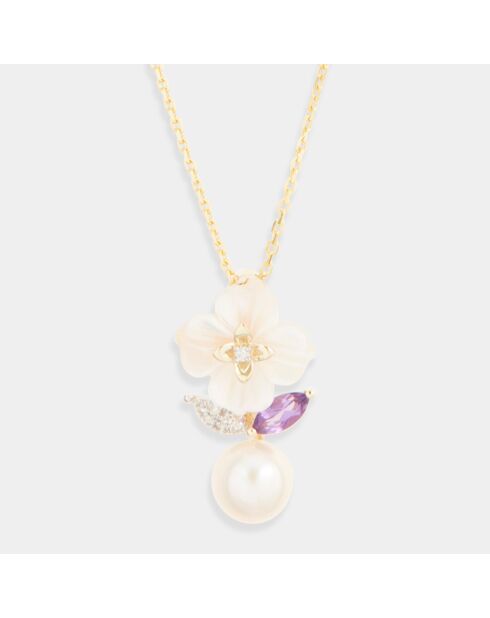 Chinesischer Diamantanhänger mit 0,04 Karat und gemischten Steinen aus 2,82 Karat Gelbgold