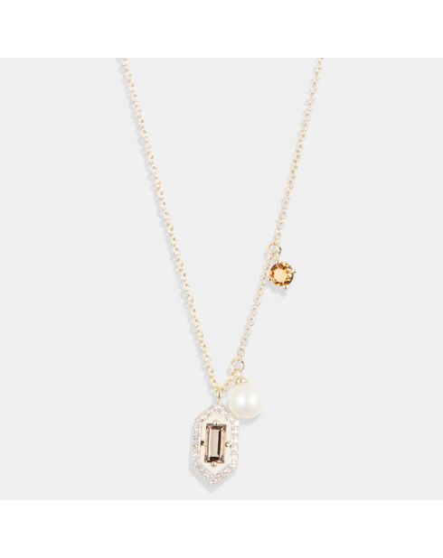 Collier Ilia Diamants 0.06 ct & mix pierres 1.03 ct or jaune