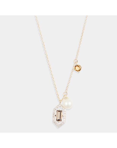 Collier Ilia Diamants 0.06 ct & mix pierres 1.03 ct or jaune
