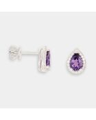 Boucles d'oreilles Farah Diamants 0.11 ct & Améthystes 0.71 ct or blanc
