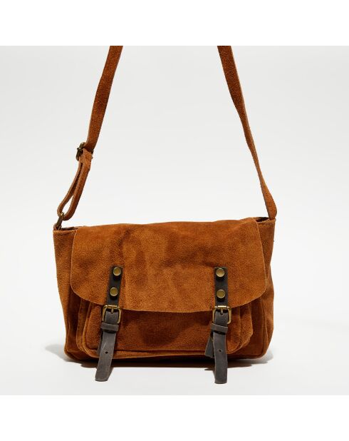 Borsa a tracolla Katya in pelle cammello - 24x18x7,5 cm