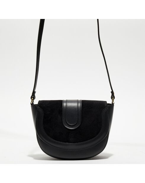 Sac bandoulière en Cuir Gwen noir - 20x16x7 cm