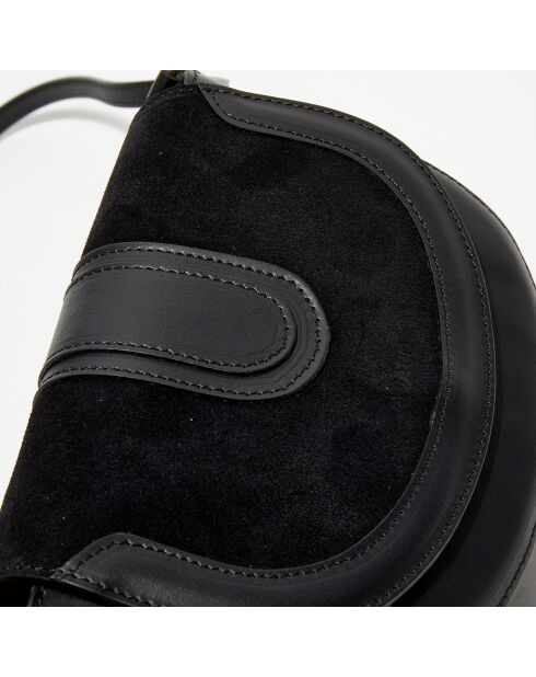 Sac bandoulière en Cuir Gwen noir - 20x16x7 cm