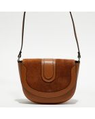 Sac bandoulière en Cuir Gwen camel - 20x16x7 cm