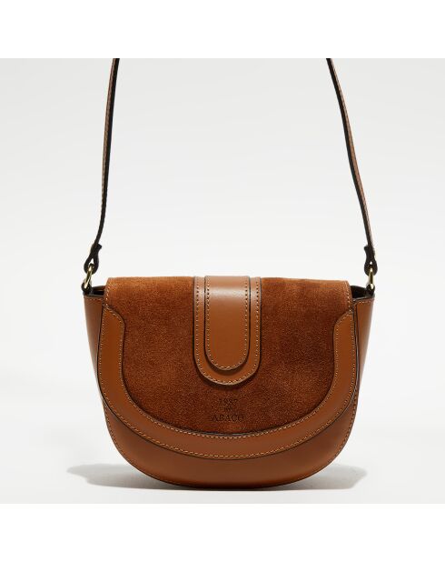 Sac bandoulière en Cuir Gwen camel - 20x16x7 cm