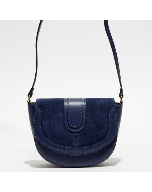 Blaue Gwen Schultertasche aus Leder - 21x19x6 cm