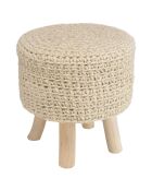 Tabouret rond en Laine tressée Sacha ivoire - D.40x42 cm