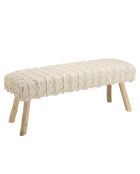 Banc en Laine motifs losanges Sacha ivoire - 125x42x51 cm