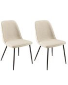 2 Chaises en Tissu Tom dossier droit écrues - 47x60x81 cm