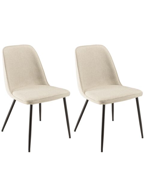 2 Chaises en Tissu Tom dossier droit écrues - 47x60x81 cm