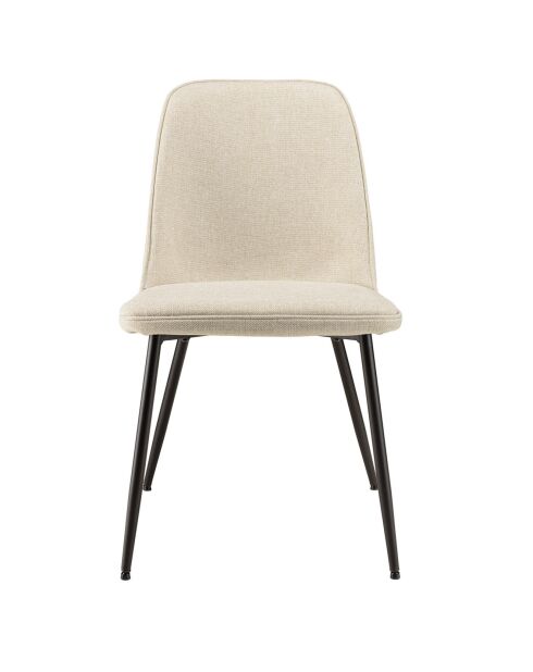 2 Chaises en Tissu Tom dossier droit écrues - 47x60x81 cm