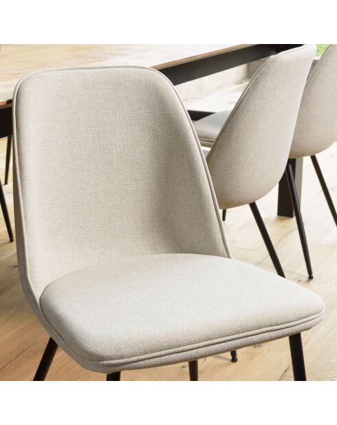 2 Chaises en Tissu Tom dossier droit écrues - 47x60x81 cm