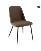 2 Chaises en Tissu Tom dossier droit marron - 47x60x81 cm