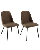 2 Chaises en Tissu Tom dossier droit marron - 47x60x81 cm