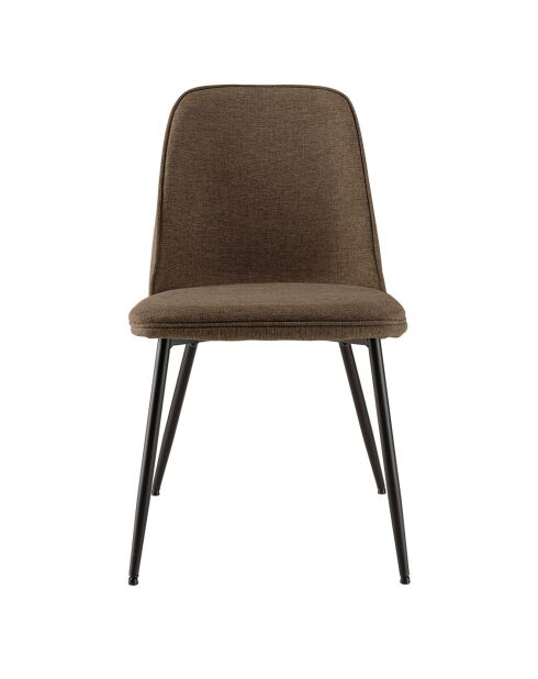 2 Chaises en Tissu Tom dossier droit marron - 47x60x81 cm