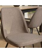 2 Chaises en Tissu Tom dossier droit marron - 47x60x81 cm