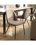 2 Chaises en Tissu Tom dossier droit marron - 47x60x81 cm