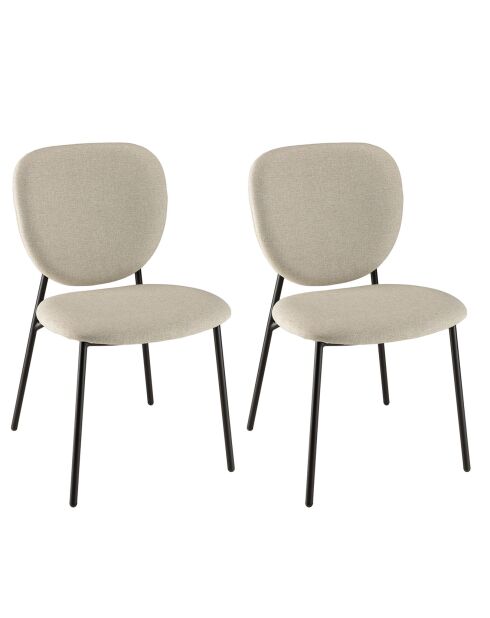 2 Chaises en Tissu Tom écru - 48x56x83 cm