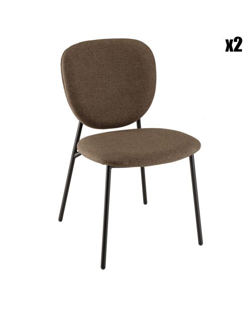 2 Chaises en Tissu Tom marron - 48x56x83 cm