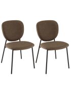 2 Chaises en Tissu Tom marron - 48x56x83 cm