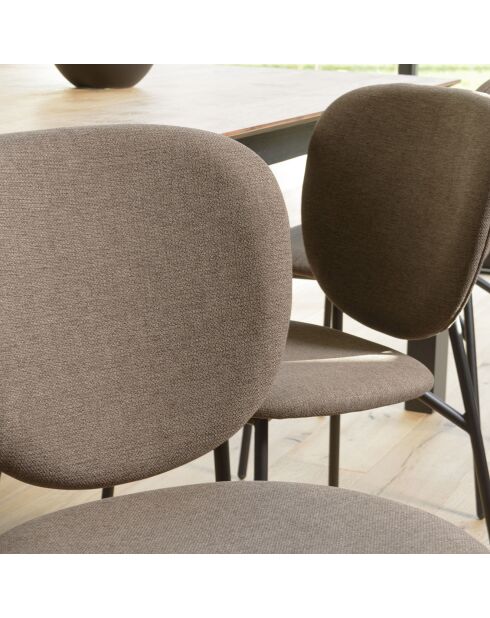 2 Chaises en Tissu Tom marron - 48x56x83 cm