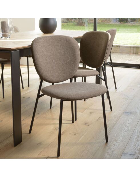 2 Chaises en Tissu Tom marron - 48x56x83 cm