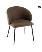 2 Chaises en Tissu Tom dossier arrondi marron - 59x59x78 cm