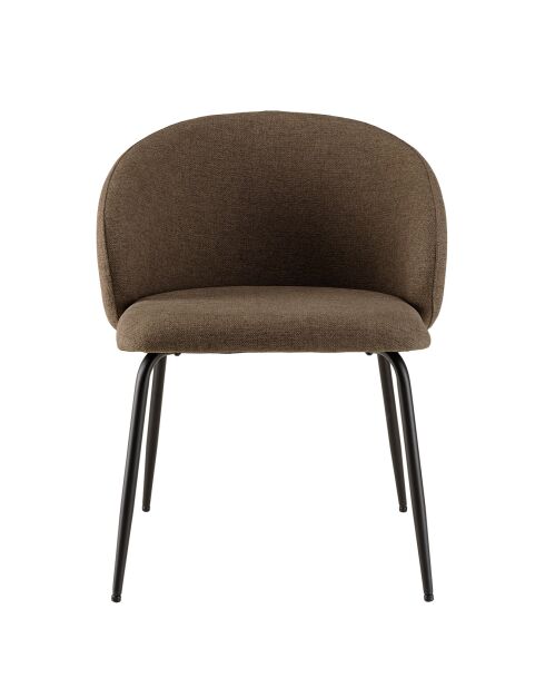 2 Chaises en Tissu Tom dossier arrondi marron - 59x59x78 cm