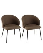 2 Chaises en Tissu Tom dossier arrondi marron - 59x59x78 cm