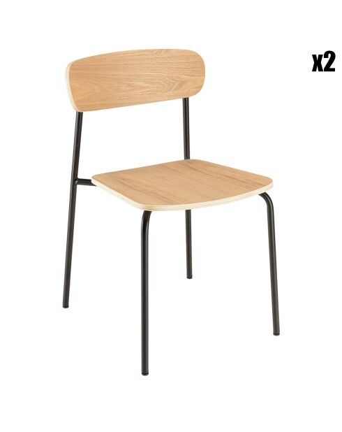 2 Chaises d'écolier Tom naturel/noir - 47x51x78 cm