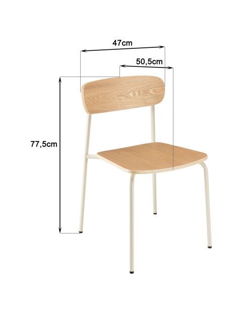 2 Chaises d'écolier Tom naturel/blanc - 47x51x78 cm