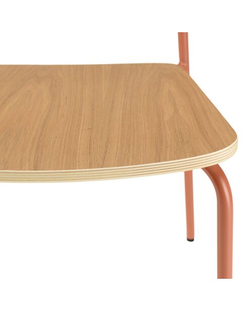 2 Chaises d'écolier Tom naturel/terracotta - 47x51x78 cm