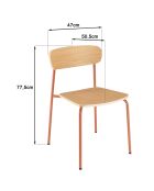 2 Chaises d'écolier Tom naturel/terracotta - 47x51x78 cm