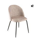 2 Chaises en Velours Tom dossier arrondi beiges - 50x55x79 cm