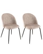 2 Chaises en Velours Tom dossier arrondi beiges - 50x55x79 cm