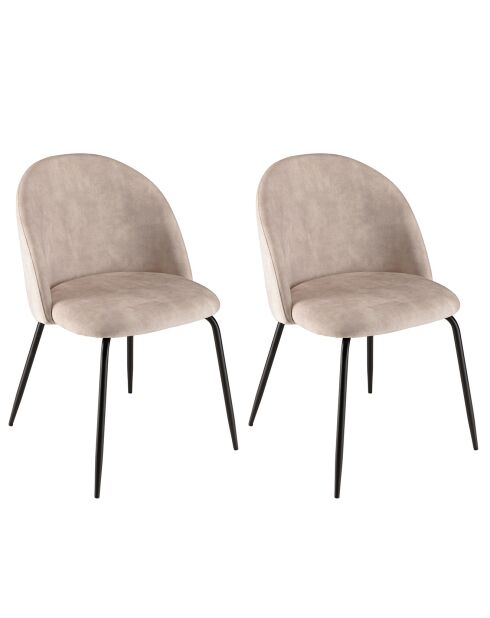 2 Chaises en Velours Tom dossier arrondi beiges - 50x55x79 cm