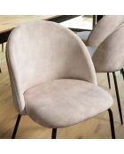 2 Chaises en Velours Tom dossier arrondi beiges - 50x55x79 cm