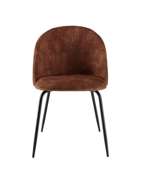 2 Chaises en Velours Tom dossier arrondi acajou - 50x55x79 cm