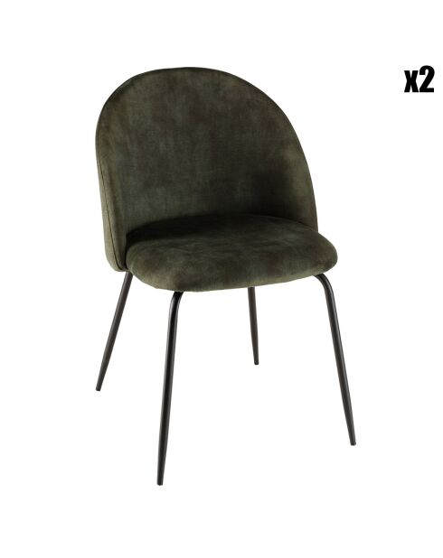 2 Chaises en Velours Tom dossier arrondi vert sapin - 55x57x80 cm