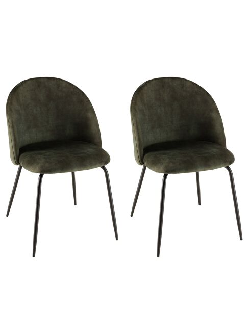 2 Chaises en Velours Tom dossier arrondi vert sapin - 55x57x80 cm