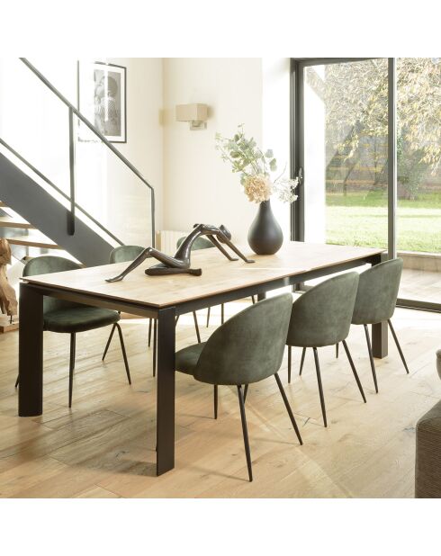 2 Chaises en Velours Tom dossier arrondi vert sapin - 55x57x80 cm