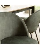 2 Chaises en Velours Tom dossier arrondi vert sapin - 55x57x80 cm