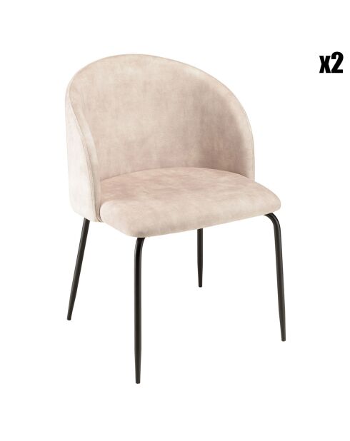 2 Chaises en Velours Tom beiges - 55x57x80 cm